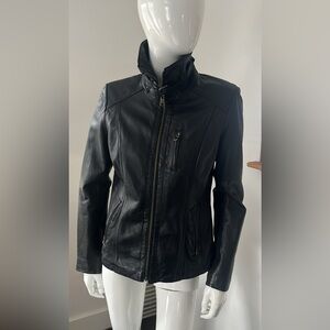 Marc New York Unisex Black Leather Jacket